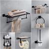 ZTBH Bathroom Hardware Sets Stainless Steel Black Bath Hardware Sets, Towel Rack, Paper Holder, Toilet Brush Holder, Towel Rack, Hooks Bathroom Hardware Towel Set (Color : Towel Rack) view 4