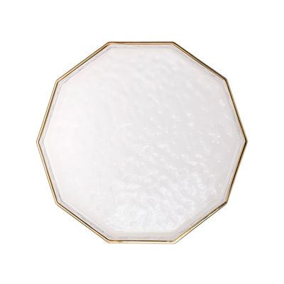 Serving Tray Decorative, Catchall Tray for Entryway, Glass Vanity Tray with Golden Rim Crystal Platter for Jewelry Keys Perfume Kitchen Living Room Coffee Bar Decor Gift for Women (Size : Style2)
