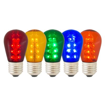 Vickerman 687277-1.3 watt 130 volt S14 Medium Screw Multi-Colored Transparent LED (5 pack) Christmas Light Bulbs (X14ST10-5)