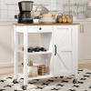 4 EVER WINNER Small Kitchen Island with Storage, Kitchen Island on Wheels with Wine Rack, Coffee Cart, Microwave Cart for Kitchen,Dining RoomWhite view 1