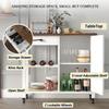 4 EVER WINNER Small Kitchen Island with Storage, Kitchen Island on Wheels with Wine Rack, Coffee Cart, Microwave Cart for Kitchen,Dining RoomWhite view 3