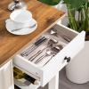 4 EVER WINNER Small Kitchen Island with Storage, Kitchen Island on Wheels with Wine Rack, Coffee Cart, Microwave Cart for Kitchen,Dining RoomWhite view 4