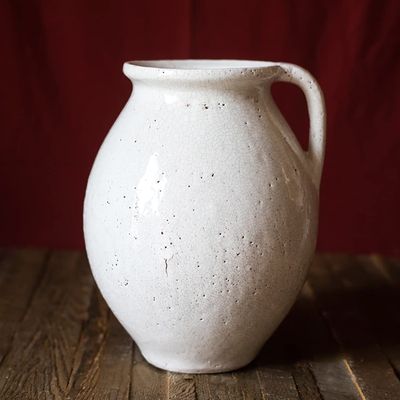 Ceramic Vase White, Country Style Vintage Vase for Bouquets, Ceramic Decorative Pitcher Flower Vase, Table Desk Vases with Handle, Bookcase Ornaments Bottles for Home Office, Model2/23.5*30CM