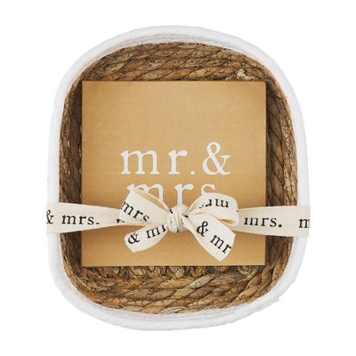 Mud Pie Wedding Mr. and Mrs. Napkin and Basket Set, Cocktail
