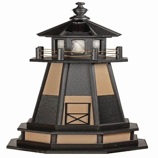 Furniture Barn USA 5' Cape Henry Black and Weatherwood Poly Lighthouse with Base, Standard Lighting