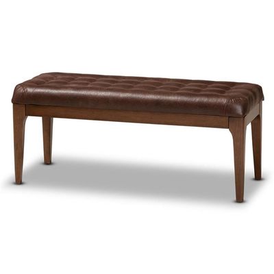 Baxton Studio Walsh Dark Brown and Brown Finished Wood Dining Bench