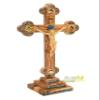 18 Inch Standing Crucifix Made of Olive Wood and Mother of Pearl, Wooden Crucifix on Stand, Holy Land Crucifix, Large Crucifix Cross view 1