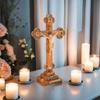 18 Inch Standing Crucifix Made of Olive Wood and Mother of Pearl, Wooden Crucifix on Stand, Holy Land Crucifix, Large Crucifix Cross view 2