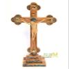 18 Inch Standing Crucifix Made of Olive Wood and Mother of Pearl, Wooden Crucifix on Stand, Holy Land Crucifix, Large Crucifix Cross view 3