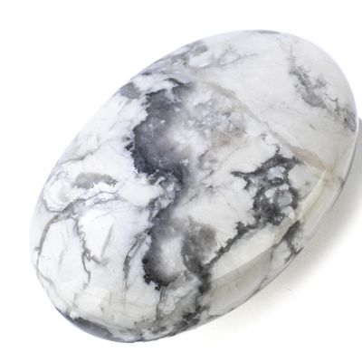 KALIFANO Howlite Palm Stone with Healing & Calming Effects - High Energy Howlita with Information Card - Reiki Worry Crystal Used for Wisdom (Family Owned and Operated)