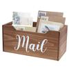 Elegant Designs HG2010-NMW Rustic Farmhouse Wooden Tabletop Decorative Script Word Mail Organizer Box, Letter Holder Office-Accessories-and-dcor, Natural Wood/White view 4