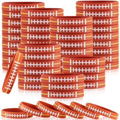 Zhanmai 36 Pieces Football Silicone Bracelets Bulk Sporty Stretch Rubber Wristbands Sport Themed Party Favors Accessories for Adults Football Birthday Party Decorations Stuffers Filler Gifts Supplies