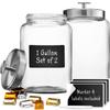 2 Large 1-Gallon Glass Canister Sets for Kitchen Counter with Stainless Steel Airtight Lids + Marker & Labels, Cookie Jar & Candy Jar for Buffet, Coffee & Flour Jars, Laundry Room Storage & Pantry view 1