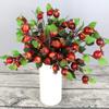 Happyyami 2pcs Vivid Artificial Flower Bouquet for Home Decor Wedding Scenes and Events Realistic Pomegranate and Rosehip Floral Arrangement Bright view 2