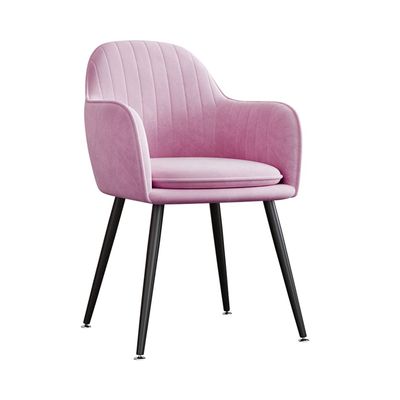 ZAIHW Northern Europe Dressing Chair Modern Vanity Seat Makeup Stool with Black Metal Legs for Dressing Table Stool,Shoes Bench in Living Room Bedroom(Pink,no Pillow)