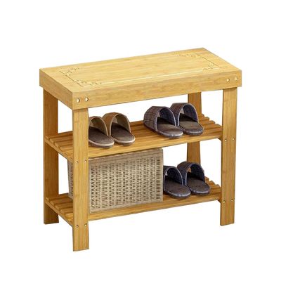 ZAIHW Well-Designed Shoe Organizer Shoe Seat Stool for Home,2-Tier Shoe Rack Bench with Storage Shelf,Multi-Functional Bamboo Stool Seat Foot Stool Ideal for Entryway Foyer Hallway Garden