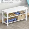 ZAIHW Well-Designed Shoe Organizer Shoe Seat Stool for Home,2-Tier Shoe Rack Bench with Storage Shelf,Multi-Functional Bamboo Stool Seat Foot Stool Ideal for Entryway Foyer Hallway Garden view 4