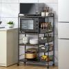 4-Tier Kitchen Storage Shelf 360 Rolling Display Storage Rack Trolley with 4 Push-Pull Drawers, Utility Cart Metal Basket with Wheels, Fruit Vegetable Basket Rack Storage Bins Shelf for Home Kitchen view 2