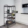 4-Tier Kitchen Storage Shelf 360 Rolling Display Storage Rack Trolley with 4 Push-Pull Drawers, Utility Cart Metal Basket with Wheels, Fruit Vegetable Basket Rack Storage Bins Shelf for Home Kitchen view 3