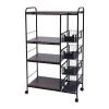 4-Tier Kitchen Storage Shelf 360 Rolling Display Storage Rack Trolley with 4 Push-Pull Drawers, Utility Cart Metal Basket with Wheels, Fruit Vegetable Basket Rack Storage Bins Shelf for Home Kitchen view 4