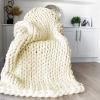 Handmade Chunky Knit Blanket Throw,Soft/Warmth Throw Blanket, Bedroom Decor Pet Bed Chair Blanket, for Sleep, Stress Or Home Dcor, Rest and Relax, Tight Braided Knit Blanket for Sofa Or Bed view 1