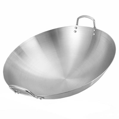 GXDHOME Standard Non-Magnetic Stainless Steel 32cm-70cm Chinese Style Round Bottom Non-Stick Pan Fast Heat Conduction,Thicken Uncoated Wok W/ 2 Loop Handles Suitable for Kitchen Use