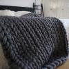 Handmade Chunky Knit Blanket Throw,Soft/Warmth Throw Blanket, Bedroom Decor Pet Bed Chair Blanket, for Sleep, Stress Or Home Dcor, Rest and Relax, Tight Braided Knit Blanket for Sofa Or Bed view 1