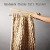 Handmade Chunky Knit Blanket Throw,Soft/Warmth Throw Blanket, Bedroom Decor Pet Bed Chair Blanket, for Sleep, Stress Or Home Dcor, Rest and Relax, Tight Braided Knit Blanket for Sofa Or Bed view 2