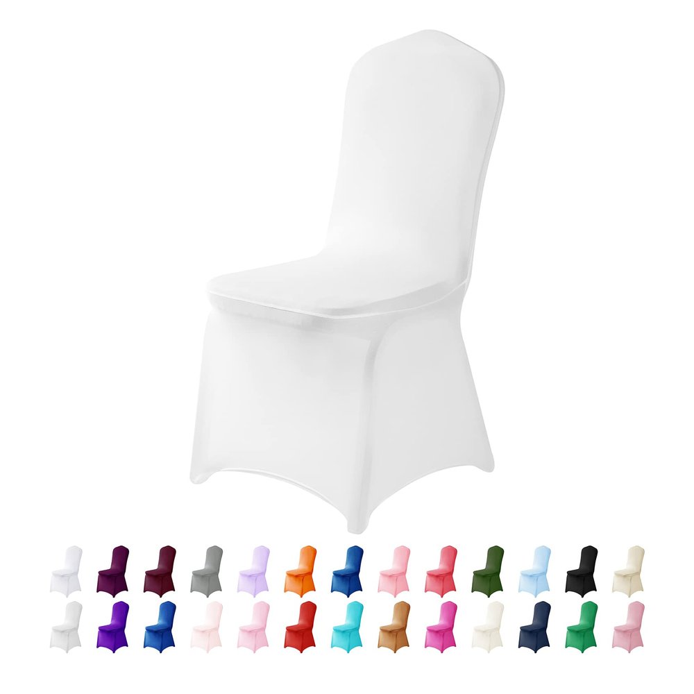 AlGaiety Spandex Chair Cover,50PCS,Chair Covers,Living Room Chair Covers,Removable Chair Cover Washable Protector Stretch Chair Cover for Party, Banquet,Wedding Event,Hotel(White)
