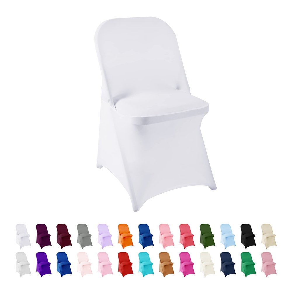 AlGaiety Spandex Chair Cover,12PCS,Chair Covers,Living Room Folding Chair Covers,Removable Chair Cover Washable Protector Stretch Chair Cover for Party, Banquet,Wedding Event,Hotel(White)