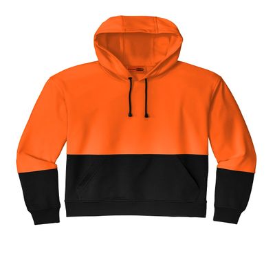 CornerStone Unisex Enhanced Visibility Fleece Pullover Hoodie | Vibrant Neon Sweatshirt for Work, Lightweight Fleece Jacket, Safety Orange, Medium