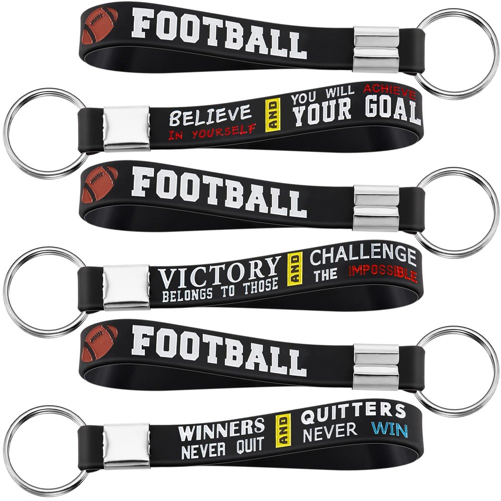 Junkin 24 Pieces Football Party Favors Football Silicone Keychains Gift Senior Night Game Accessories Party Supplies