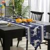 Christmas Cotton-Linen Triangle Table Runners 70 Inches Long, Xmas Elk Snowflake Blue Merry Christmas Dresser Scarves Table Decoration for Wedding Party/Graduation Ceremony/Banquet (13x70 inch) view 3