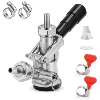 Keg Coupler 304 Stainless Steel Probe Sankey Keg Coupler D System Keg Tap for Kegerator 5/16 Barbs G5/8 Nuts US Sanke D Beer Coupler Beer Keg Coupler D Coupler Keg Tap for Beer