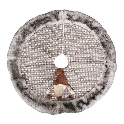 Christmas Tree Skirt, 31In Christmas Tree Mat with Plush Santa Elf, Xmas Tree Skirt for Holiday Party Christmas Gnomes Decoration,Gray