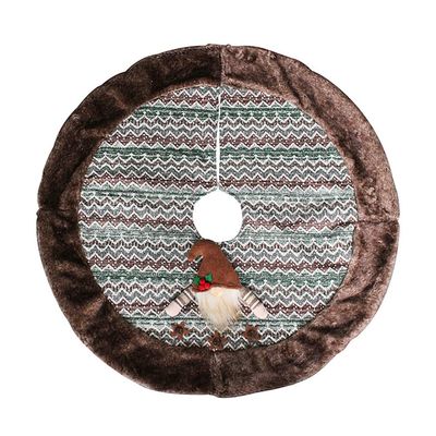 Christmas Tree Skirt, 31In Christmas Tree Mat with Plush Santa Elf, Xmas Tree Skirt for Holiday Party Christmas Gnomes Decoration,Green