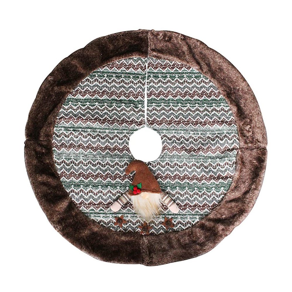 Christmas Tree Skirt, 31In Christmas Tree Mat with Plush Santa Elf, Xmas Tree Skirt for Holiday Party Christmas Gnomes Decoration,Green