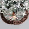 Christmas Tree Skirt, 31In Christmas Tree Mat with Plush Santa Elf, Xmas Tree Skirt for Holiday Party Christmas Gnomes Decoration,Green view 2