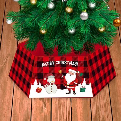 Christmas Tree Collar, Red Square Christmas Tree Ring, Cute Christmas Tree Trunk Cover, Christmas Tree Skirt for Xmas Tree Decoration,c