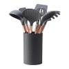 XIXIDIAN Silicone Cooking Utensil Set, 8 pcs Kitchen Utensils Set Non- Stick Heat Resistant Cookware Copper Stainless Steel Handle Cooking Tools Turner Tongs Spatula Spoon view 1