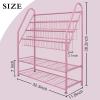 aboxoo Metal Kids Bookshelf Pink Bookcase Freestanding for Children Girls Room 32 inches Large Toddler Pink Stable Bookcase Bookstore Library Book Unit Storage view 3