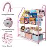 aboxoo Metal Kids Bookshelf Pink Bookcase Freestanding for Children Girls Room 32 inches Large Toddler Pink Stable Bookcase Bookstore Library Book Unit Storage view 4