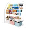 aboxoo Metal Kids Bookshelf Freestanding Bookcase for Children Room 32 in Large Toy Organizer Modern MinimalistWhite Stable Metel Bookstore Bedroom, Living, Library Book Unit Storage view 1