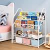 aboxoo Metal Kids Bookshelf Freestanding Bookcase for Children Room 32 in Large Toy Organizer Modern MinimalistWhite Stable Metel Bookstore Bedroom, Living, Library Book Unit Storage view 2