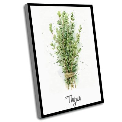 Canvas Art Wall Decor For Kitchen,Thyme Print,Thyme Painting,Thyme Poster,Thyme Watercolor Herb Print,Thyme Herb Kitchen Art Print,Thyme Printable,Botanical Herb Print,12x16 Inch Framed Wall Art
