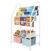 aboxoo Metal Kids Bookshelf Freestanding for Children Room 25 inches Toddler White Bookcase Toy Organizer Stable Bookcase Bookstore Library Book Unit Storage for Small Place view 1