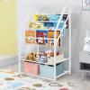 aboxoo Metal Kids Bookshelf Freestanding for Children Room 25 inches Toddler White Bookcase Toy Organizer Stable Bookcase Bookstore Library Book Unit Storage for Small Place view 4
