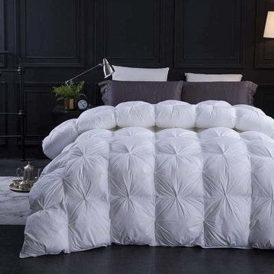 1 PC All Season Down Alternative Pinch Pleated Comforter Oversized Queen-White100% Egyptian Cotton Shell Goose Down Premium Duvet Insert Comforter Ultra Soft Quilted 500 GSM with Corner Tabs