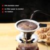 Pour Over Coffee Dripper Reusable Cone Filter, Stainless Steel Slow Drip Coffee Filter Metal Cone Paperless Coffee Strainer with Double Mesh Liner & Non-slip Cup Stand for Home Brewer view 2