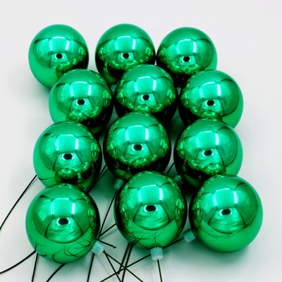 12 Pack 70mm 2.75" Shiny Forest Green with Wire and UV Coating